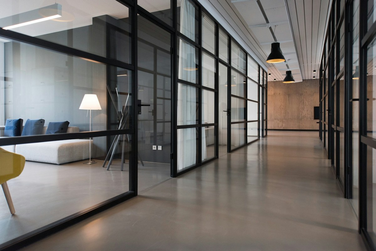 A bright, contemporary office workspace
